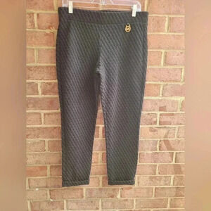 Michael Kors textured pattern ankle length gold hardware logo pants